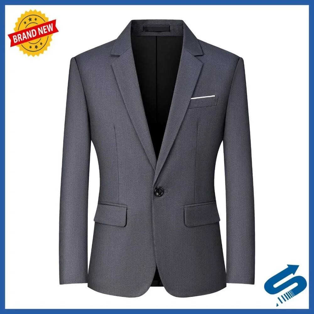 Slim Fit Blazer Lightweight Sport Coat One Button Casual Business Jacket